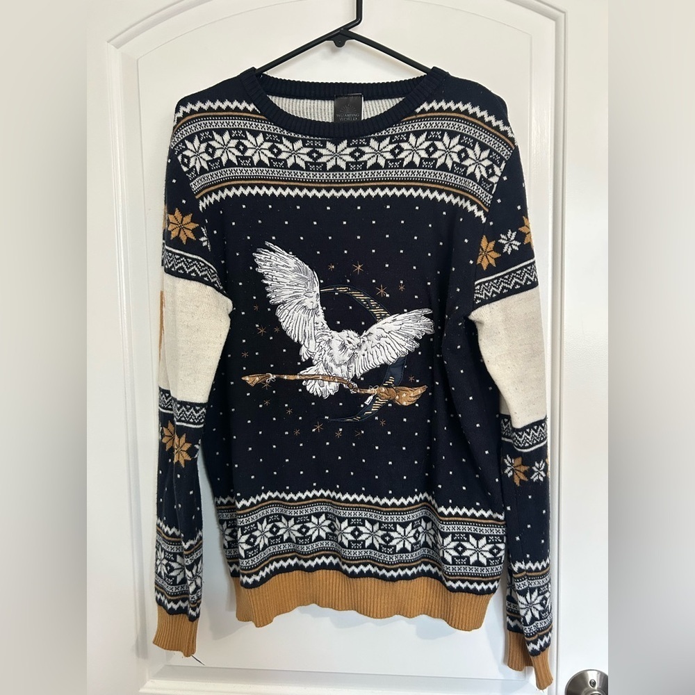 Harry Potter Universal Studios Hedwig Christmas Fair Isle Chunky Knit sweater